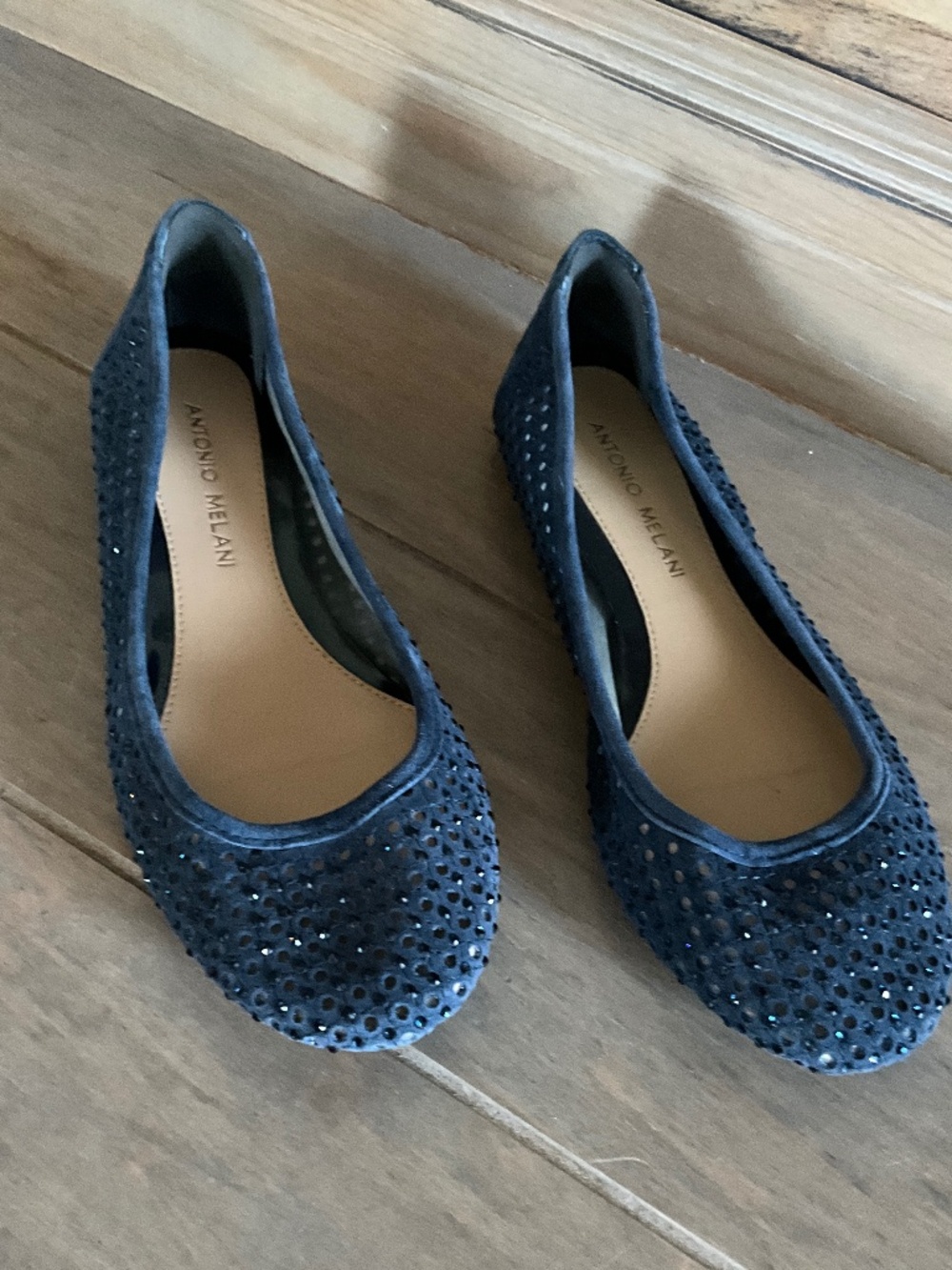 Antonio Melani Navy Mesh Sparkle Flats Size 7 Woven Ballet Style